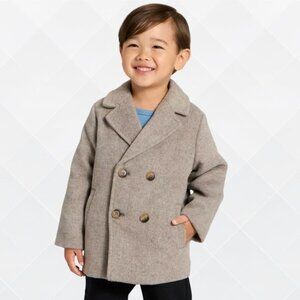 🩶 Cat & Jack Toddler Boys’ Faux Wool Pea Coat – Size 18M | NWT 🩶 - DS-100045